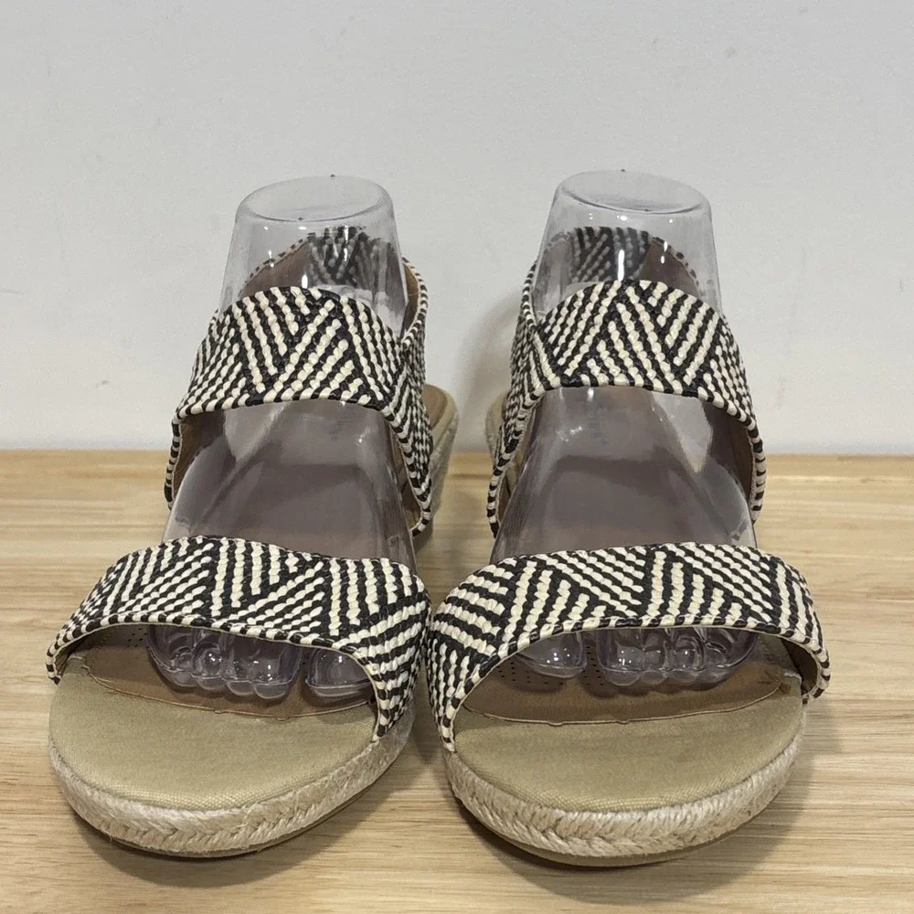 Comfortview espadrille wedge sandals chevron elastic straps Jute Heel 10.5W